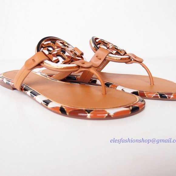 NIB Tory Burch Enamel Miller Sandals Elba Camello US 7 AUTHETNIC - Picture 5 of 15